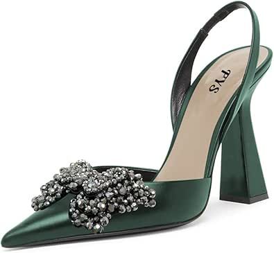 Green Pumps, Slide Shoes, Butterfly Crystal, Rhinestone Sandals, Chunky High Heels, Slingback Sandals, Prom Shoes, Shoes Dress, Green Shoes