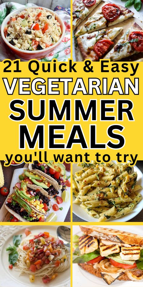 Summer Vegetarian Recipes Dinner, Fast Vegetarian Dinner, Meatless Meals Healthy, Vegetarian Recipes For Beginners, Summer Vegetarian Recipes, Quick Vegetarian Dinner, Summer Dinner Ideas, Summer Dinner Recipes, Dinner Quick