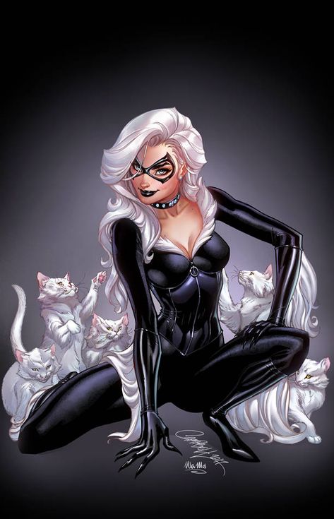 Black Cat Comics, Spiderman Black Cat, Catwoman Cosplay, J Scott Campbell, Black Cat Marvel, Bd Art, Scott Campbell, Cat Comics, Black Cat Art