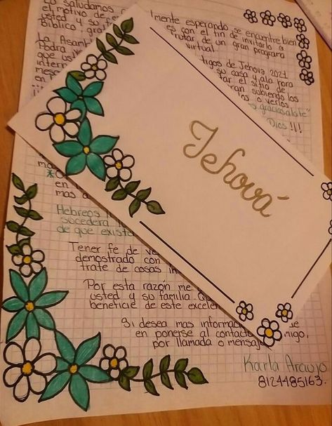 Ideas Para Decorar Una Carta, Caleb Y Sophia, Letter Writing Examples, Simple Flower Drawing, Design Writing, Mail Art Envelopes, Happy Birthday Cards Diy, Bond Paper Design, Paper Art Design