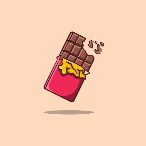 Bitten chocolate bar vector isolated | Premium Vector #Freepik #vector #background Chocolate Tattoo Ideas, Chocolate Bar Illustration, Chocolate Tattoo, Chocolate Painting, Chocolate Drawing, Baking Logo Design, Cake Icon, Chocolate Logo, Chocolate Crafts