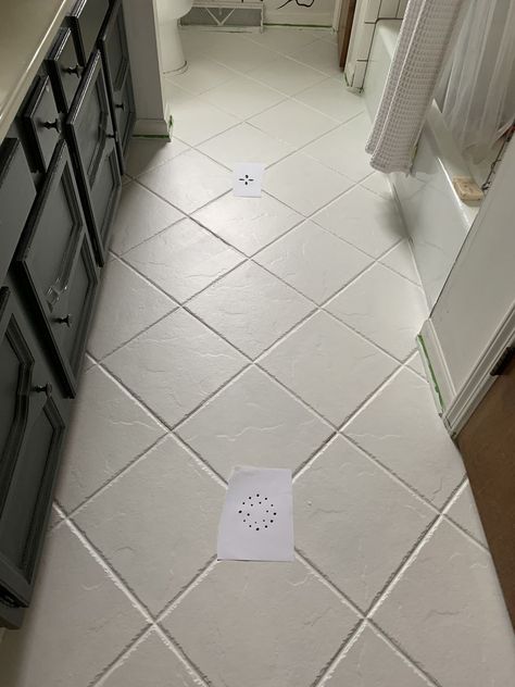 Painted Ceramic Tile Floor Kitchen, Painted Ceramic Floor Tiles, Rustoleum Tile Paint Colors, Rust Oleum Floor Paint Colors, Painted Tile Floors Kitchen, Painted Tile Kitchen Floor, Painting Tile Floors Before And After, Painting Kitchen Tile Floor, Painting Porcelain Tile