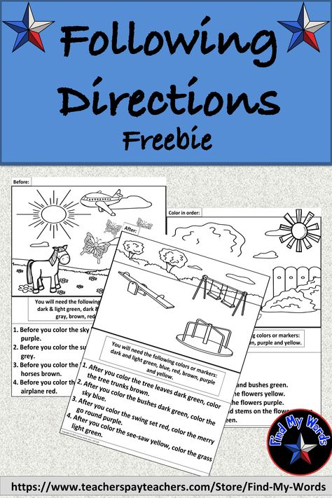 2 Step Directions Speech Therapy, Teaching Before And After Concepts, Following Directions Preschool, Following Directions Activities, Speech Therapy Tools, Speech And Language Therapy, Language Therapy Activities, School Speech Therapy, Speech Therapy Games