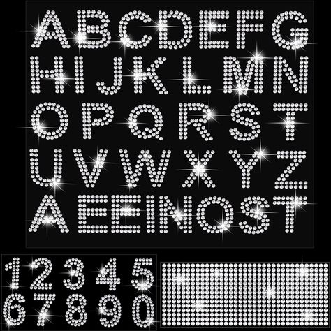 PRICES MAY VARY. Glitter stickers set: there are 3 pieces glitter rhinestone stickers, among which are 1 sheet alphabet sticker including 26 A-Z letters and 8 common letters, 1 sheet numbers sticker including 0-9 number and 1 sheet gemstone border sticker, you can form names you want by using these letters to make your DIY personalized and eye-catching Nicely made: the glitter rhinestone stickers are well made of artificial rhinestones, which are durable to be applied for a long time, and each a Rhinestone Tshirts, Rhinestone Alphabet, Attract People, Sticker Machine, Rhinestone Sticker, Rhinestone Letters, Glitter Letters, Alphabet Stickers, Glitter Stickers