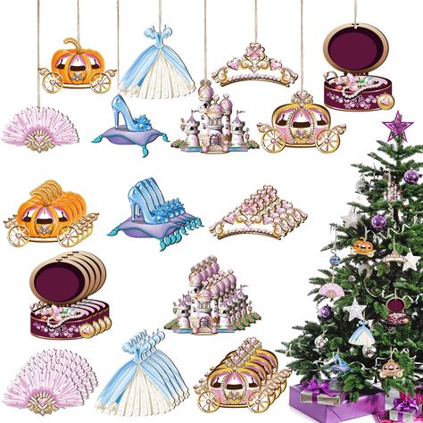 PRICES MAY VARY. Christmas Decorations: the package contains 32 pieces of princess wooden decorations in 8 different styles, 4 pieces of each style, with 32 pieces of twine, plenty of quantity and styles for you to decorate your home in Christmas, you can share and others Quality Wood Material: princess birthday party supplies ornaments are made of wood material, strong and reliable, exquisite painting process, light and strong, polished without burrs, safe and can serve you for a long time Fair Princess Christmas Tree, Princess Christmas, Shoes Princess, Wooden Decorations, Farmhouse Christmas Ornaments, Princess Party Favors, Decor For Christmas, Pumpkin Carriage, Sweet Party