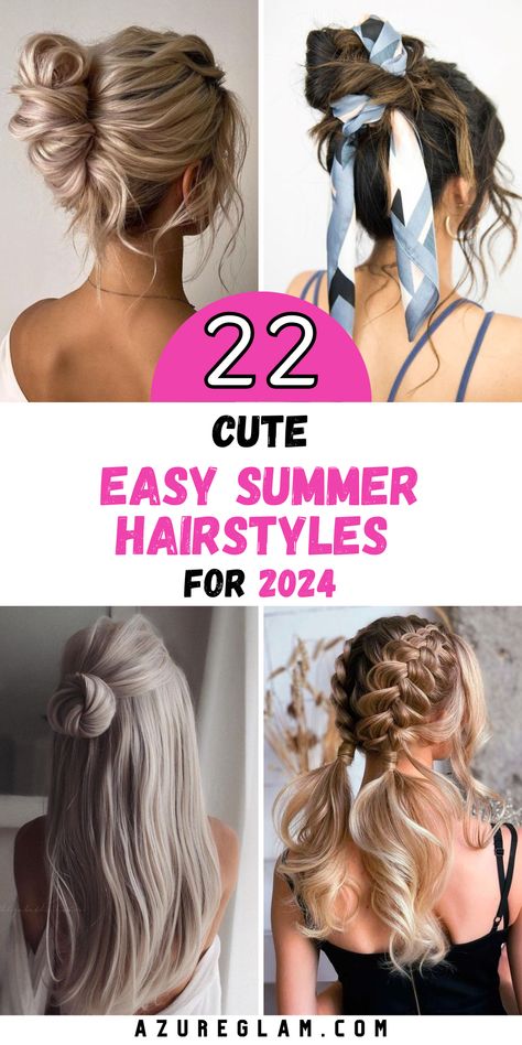 Are you on the hunt for the hottest trends in easy summer hairstyles? Look no further! Our expertly crafted selection of the most fashionable and effortless summer hairstyles for 2024 awaits your exploration. Regardless of your hair length, we have the perfect easy summer hairstyles that cater to everyone's needs. From stunning updos to simple yet elegant looks for medium-length hair, our collection is a treasure trove of chic and convenient hairstyle options. Beach Hair Updo Easy, Summer Hairstyles For Thinner Hair, Quick Easy Summer Hairstyles, Simple Everyday Hairstyles Medium, Long Hair Summer Styles Easy, Windy Day Hairstyles Medium, Summer Hair Styles Easy, Medium Length Hairstyles Braids, Warm Weather Hairstyles