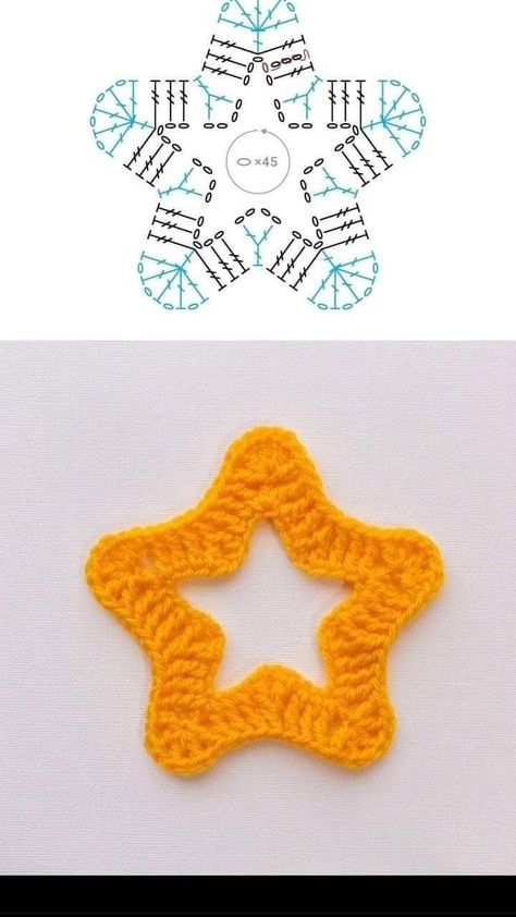 Crochet Tree Applique, Crochet Star Pattern, Projek Mengait, Crochet Star Patterns, Hadiah Diy, Crochet Star, Mode Crochet, Pola Amigurumi, Crochet Design Pattern