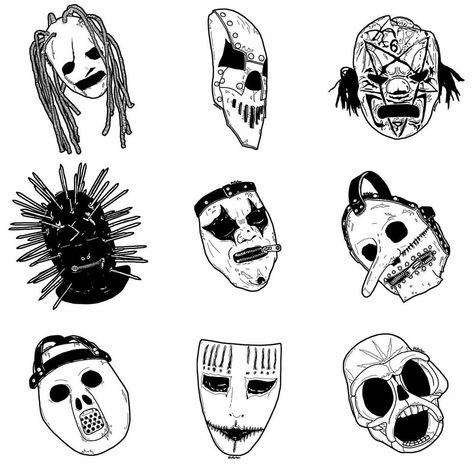 Amira Tattoo, Metalica Tattoo Ideas, Metal Head Tattoos, Slipknot Tattoo Designs, Slipknot Mask Tattoo, Slipknot Tattoo Ideas, Slipknot Art Drawing, Slipknot Masks Drawing, Slipknot Drawings