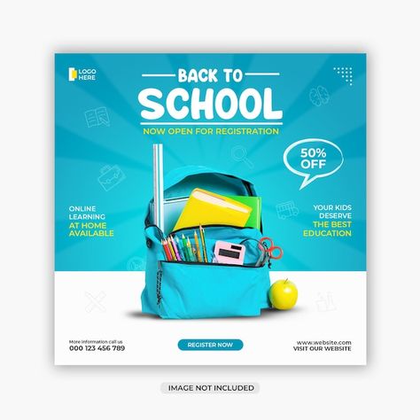 Back To School Instagram Post, Educational Post Design, Social Media Design Education, Back To School Social Media Design, Education Social Media Design, School Social Media Design, Back To School Poster Design, Back To School Ads, Education Social Media Post