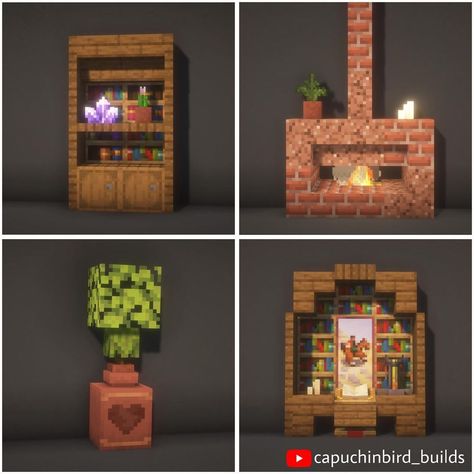 Capuchinbird • Minecraft builds and inspiration! (@capuchinbird) • Instagram fotoğrafları ve videoları Minecraft Hangout Room Ideas, Living Room Minecraft Ideas Cottage, Cool Minecraft House Interior Ideas, What To Put In Minecraft House, Minecraft Couple Bedroom Ideas, Minecraft House Front Ideas, Minecraft Bed Rooms, Minecraft Chest Organization List, Cute Minecraft Stuff To Build