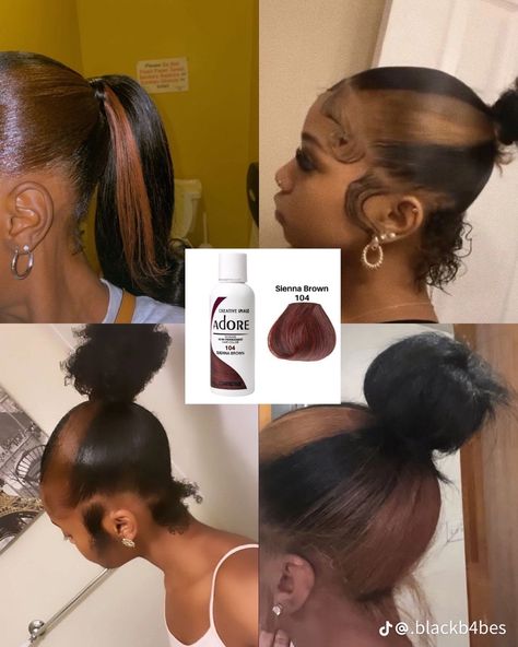 Natural Colors To Dye Hair, Peekaboo Hair Color Natural Hair, Hair Color Dye Ideas Black Women, Hair Dyes Idea, Side Dyed Hair, Hair Dye Ideas Light Skin, Colors To Dye Your Hair Dark Skin, Hair Color Ideas For 4c Natural Hair, Peek A Boo Dyed Hair