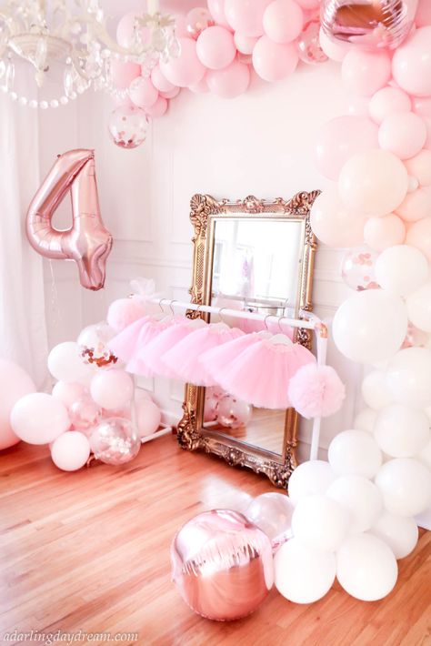 Tutus Birthday Party Ideas, Two Year Old Dance Birthday Party, Ballet Third Birthday, Tutus And Tiaras Birthday Party, Ballet 4th Birthday Party, Tutu Party Ideas, Ballerina Bday Party Ideas, Ballerina Tea Party Birthday, Ballerina 4th Birthday Party