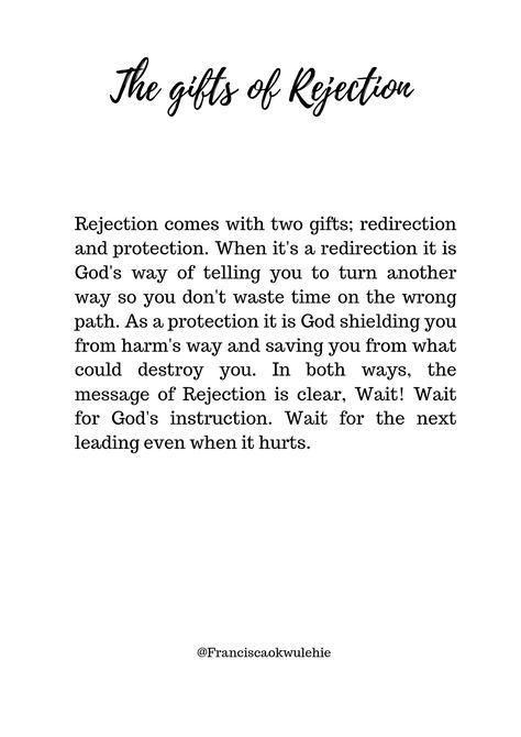 Mans Rejection Is Gods Protection, Gods No Is Not Rejection Its A Redirection, Books About Rejection, Bible Verse About Rejection, God Rejection Quotes, Rejection Is Protection Quote, Getting Over Rejection Quotes, Rejection From Family, Quotes For Rejection Feelings