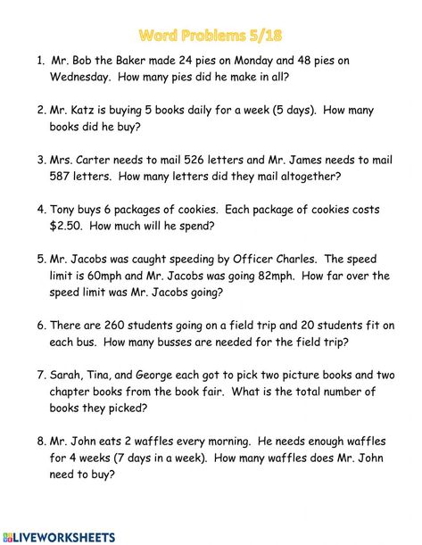 3rd Grade Math Worksheets Word Problems, Multiplication Word Problems 5th, Grade 5 Math Worksheets Word Problems, Mixed Word Problems 3rd Grade, Math Problems For 4th Grade, Multiplication Word Problems 4th Grade, Math Word Problems 3rd Grade, Grade 4 Word Problems, Word Problems Second Grade