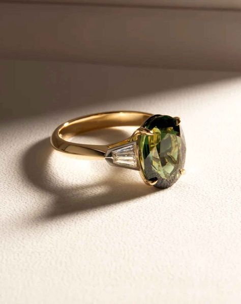 Green Oval Sapphire Ring | Naveya & Sloane Oval Engagement Ring Green, Green Sapphire Engagement Ring Oval, Vintage Green Engagement Ring, Naveya And Sloane, Green Engagement Rings, Oval Sapphire Engagement Ring, Oval Sapphire Ring, Green Sapphire Engagement, Green Sapphire Engagement Ring