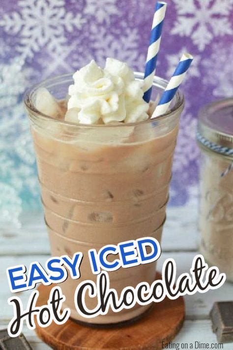 How To Make Iced Hot Chocolate, Keurig Hot Chocolate Recipes, Iced Cocoa Drink Recipe, Ice Hot Chocolate, Frozen Hot Chocolate Recipe Easy, Iced Chocolate Recipe, Cold Chocolate Drinks, Frozen Hot Chocolate Bar, Keurig Hot Chocolate