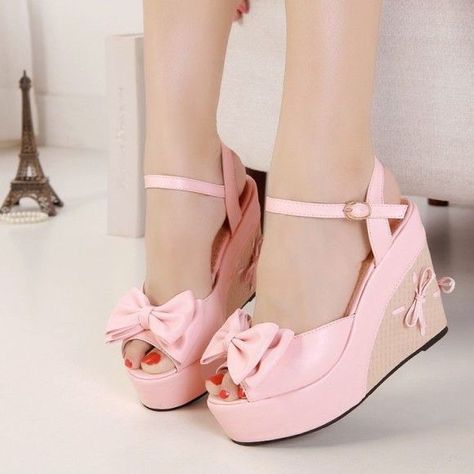 Kawaii Summer, Cute Shoes Heels, Kawaii Shoes, Summer Heels, Girly Shoes, Peep Toe Sandals, Fashion High Heels, Pink Shoes, Pretty Shoes