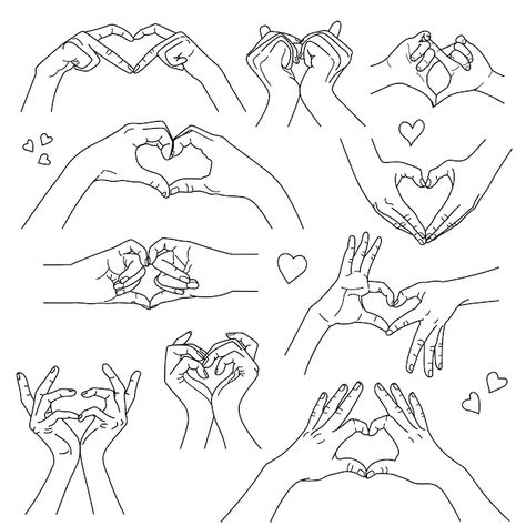 Heart Shape Hands Drawing, Heart Hands Pose Drawing Reference, Heart Finger Pose Drawing, Heart Shaped Hands Drawing, Heart Pose Drawing, Heart Hands Reference, Hands Making A Heart Drawing, Heart Finger Pose, Finger Heart Drawing