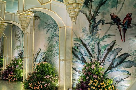 Entry passage straight outta fairytale!🪻✨🌸 A magical downpour of florals, glistening chandeliers, mirrored floors, and cascading lights! 🫶🏻 Bride & Groom : Komal & Manoj Design & Decor : @vividhweddingplanners Styled by : @namrata.musaligari Venue : JRC Conventions & Trade Fairs [ 2024 weddings, engagement decor, hyderabad weddings, ring ceremony, decor ideas, wedding decor, she said yes, hyderabad wedding planners, trending decor ] Wedding Installation, Cascading Lights, Entry Arch, Ceremony Decor Ideas, Hyderabad Wedding, Weddings Ring, Mandap Design, Flex Design, Engagement Decor