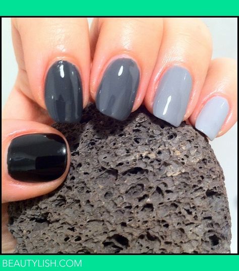 Gray Skittle Nails, Dark Grey Gel Nails Short, Simple Grey Nails, Super Short Nails Ideas Simple, Color Gradient Nails, Nails Gradient, Unghie Sfumate, Gray Nails, Super Nails