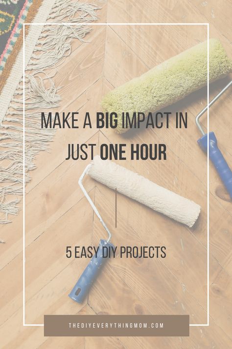 Today we're going to focus on five easy DIY projects with big impact you can complete in just one hour! If you're anything like me, you love a good home improvement project. But sometimes the thought of taking on a big project can be daunting. These projects are budget-friendly and will transform your home without requiring too much effort. A win-win if you ask me! Let's get started! Big Diy Projects Ideas, Beginner Home Diy Projects, Quick Home Projects, Easy Cheap Home Improvements Diy, Easy Cheap Home Improvements, Easy Home Projects, Small Home Improvements, Young House Love, Quick Diy