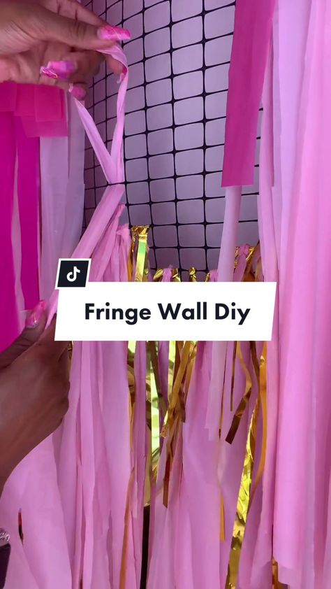 Fiesta Fringe Backdrop Diy, Photo Backdrop Diy Easy, Diy Pink Photo Backdrop, How To Hang Fringe Backdrop, How To Do A Fringe Backdrop, Backdrop Ideas For Live Selling, Fringe Arch Backdrop, Diy Bridal Backdrop, Easy Picture Backdrop Ideas