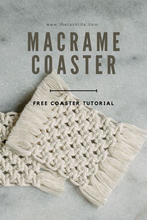 DIY Macrame Square Coasters – The Tash Life Espresso Desk, Macrame Square, Crochet Blanket Stitch Pattern, Macrame Coasters, Macrame Wedding, Knots Diy, Macrame Hanger, Quick Diy, Square Coasters