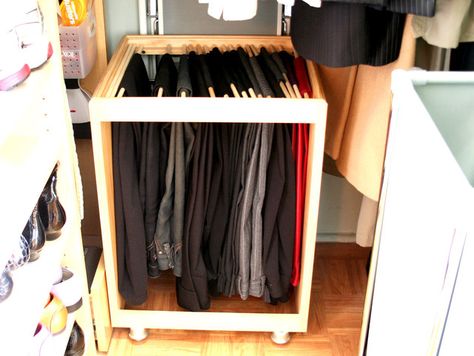 Trouser Rack, Pants Storage, Modern Kitchen Counters, Pant Storage, Ny Apartment, Rolling Rack, Pants Rack, Office Nook, Home Management