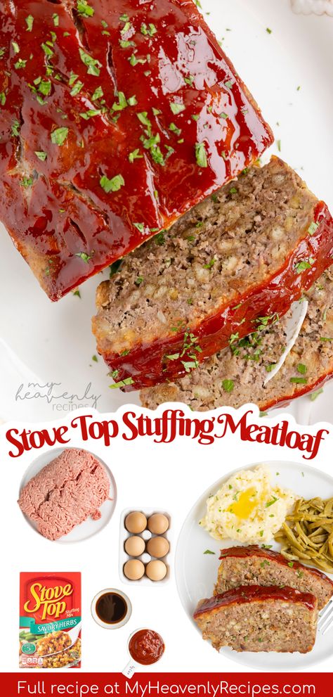 Stove Top Stuffing Meatloaf Recipe- easy dinner lunch idea. Stuffing meatloaf recipe. best meatloaf for kids! Easy meat loaf with stuffing box Meat Loaves Recipe With Stuffing, Stovetop Dressing Meatloaf, Stove Top Dressing Meatloaf, Meatloaf Using Stuffing, 4 Ingredient Meatloaf With Stuffing, Ground Turkey Meatloaf With Stuffing, Turkey Meatloaf With Stuffing, Easy Meatloaf With Stove Top Stuffing, Easy Meatloaf Recipe With Stuffing