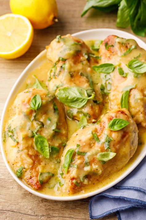 Lemon Basil Chicken - Nurtured Homes Fish Fry Side Dishes, Chicken Breast Dishes, Lemon Basil Chicken, Quick Easy Chicken, Clean Dinner, Dill Chicken, Tomato Basil Chicken, Chicken With Lemon, Easy Chicken Recipe