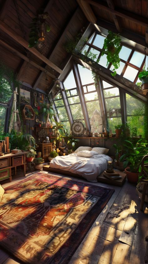 Room Inspo Big Window, Bedroom Decor Spiritual, Aesthetic Room With Big Windows, Cozy Bedroom With Big Window, Spiritual Home Aesthetic, Big Garden Aesthetic, Big Window Bedroom Aesthetic, Spiritual Apartment, Big Room Ideas Aesthetic