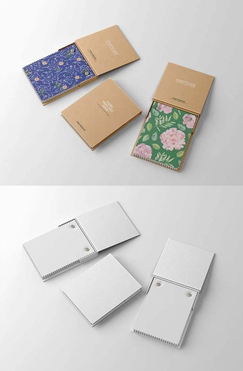 Free Fabric Swatches Book Mockup PSD Fabric Mockup Free, Fabric Catalogue Design, Swatch Book Ideas, Fabric Catalogue, Textile Branding, Fabric Photoshoot, Fabric Swatch Book, Fabric Mockup, Swatch Book