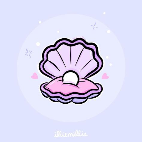 “The world is your oyster, it’s up to you to find the pearls.” ✨ Hi friends! I took an unexpected break from drawing but I’m back and… | Instagram Oyster Pearl Illustration, Oyster With Pearl Drawing, Oysters Painting, Oyster Drawing, Oyster Illustration, Shells Drawing, Pearl Drawing, Seashell Drawing, Cute Seashell