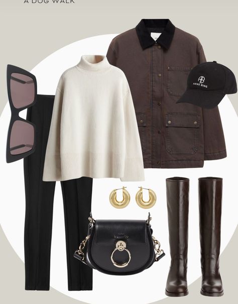 Edgy Fall Fashion, Sl 276 Mica, Ivory Turtleneck, Dark Brown Leather Jacket, Woolen Sweater, Autumn Trends, 2024 Style, Insta Ideas, Leather Jacket Style