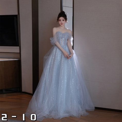 Evening dress high-end new blue banquet temperament Star Prom Dress, Art Test, Lace Evening Gowns, Dress Off Shoulder, Gauze Dress, Formal Party Dress, Formal Party, Long Prom Dress, Princess Dress