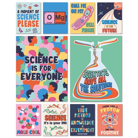 PRICES MAY VARY. NURTURE A LOVE FOR SCIENCE — These science decorations for classroom bring a playful twist to scientific concepts. Whether it's a middle school classroom, home study, or learning center, these science decorations are ideal for various educational settings. Adorn any space with these teacher decorations for classroom and create an immersive learning environment SPARK LEARNING & CURIOSITY — Kindle the flame of curiosity with these science class decorations. These growth mindset po Science Posters For Classroom, Science Class Decorations, Classroom Posters Middle School, Classroom Posters High School, Science Classroom Posters, High School Classroom Decor, Classroom Posters Elementary, Science Classroom Decor, School Classroom Decor