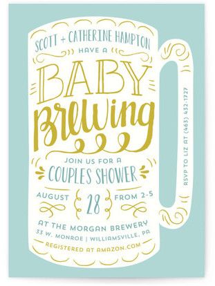 Baby Brewing Baby Shower Invitations Green Baby Shower Invitations, Couples Baby Shower Invitations, Unique Baby Shower Invites, Blue Baby Shower Invitations, Baby Shower Invitations Design, Couples Baby Showers, Green Baby Shower, Coed Baby Shower, Baby Shower Diaper Raffle