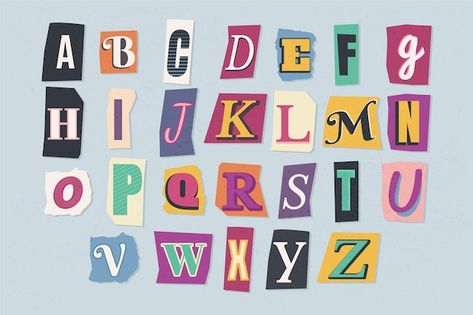 Alphabet Letters Images Aesthetic, Alphabet Stickers Free Printable, Ransom Letter Alphabet, Alphabet Collage Letters, Ransom Letters Png, Colourful Alphabet Letters, Ransom Note Letters, Paper Style Ransom Note Letter, Ransom Letters