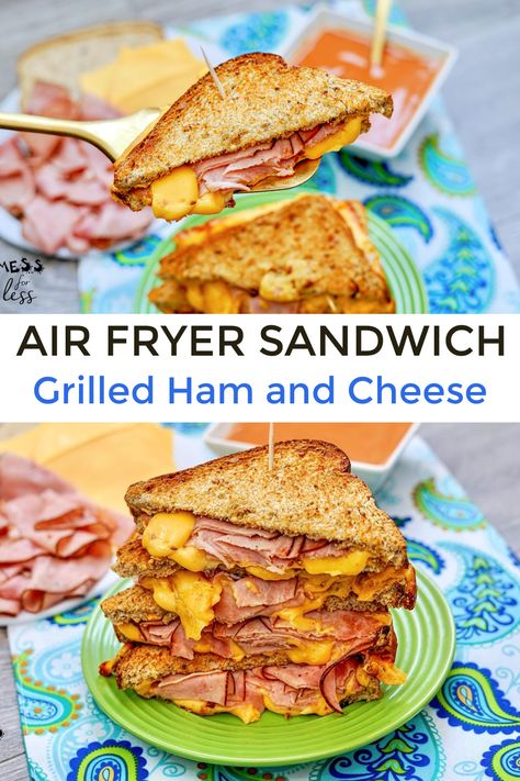 Grilled Ham And Cheese Sandwich, Cooking French Fries, Grilled Ham And Cheese, Caprese Sandwich, Tomatoes Mozzarella, Grilled Ham, Air Fryer Oven Recipes, Ham And Cheese Sandwich, Sliced Ham