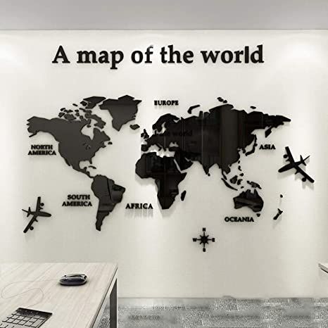 World Map Sticker, Crystal Bedroom, World Map Mural, World Map Wall Decal, Map Wall Decal, Tv Fal, World Map Wall Decor, 3d Wall Decals, Map Wall Mural