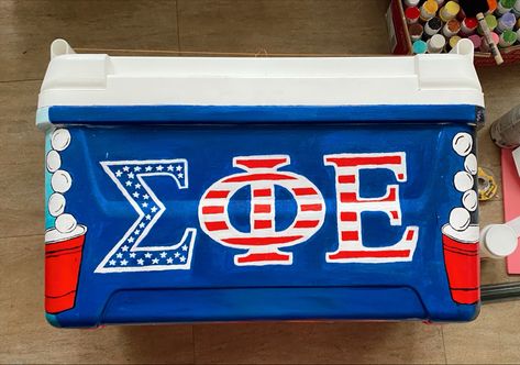 Phi Sigma Kappa Cooler, Sae Cooler Ideas, Phi Tau Formal Cooler, Sigma Phi Epsilon Cooler, Frat Coolers Beach Weekend, Beach Weekend Cooler Fraternity, Fraternity Coolers Ideas, Frat Cooler Name On Top, Frat Coolers Ideas Fraternity