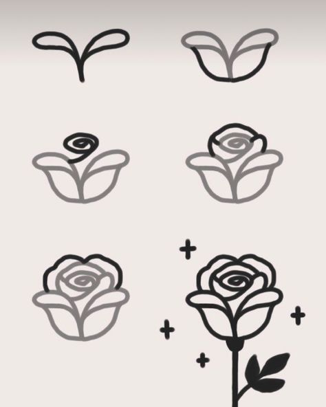 How To Draw Roses Easy, How To Draw A Rose Easy, How To Draw A Rose Step By Step, How To Draw A Rose, How To Draw Nature, Easy Rose Drawing, Small Flower Drawings, Rose Doodle, Rose Drawing Simple