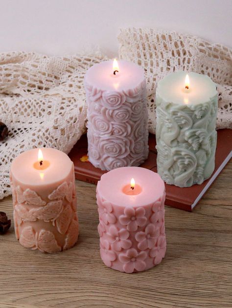 Pillar Candle Molds  Collar  Silicone   Embellished   Arts,Crafts & Sewing Candle Making Unique, Candle Mould Ideas, Handmade Candles Design, Silicone Molds Crafts, Scented Candles Diy, Candles Molds, Mold Candles, Shape Candles, Molds For Candles