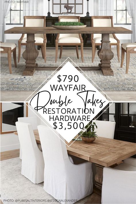 RESTORATION HARDWARE SALVAGED WOOD DINING TABLE COPYCAT — KENDRA FOUND IT Restoration Hardware Dining Room Table, Rh Dining, Restoration Hardware Dining Table, Restoration Hardware Dining Room, Timeless Dining Table, Restoration Hardware Table, Modern Traditional Decor, Restoration Hardware Furniture, Restoration Hardware Dining