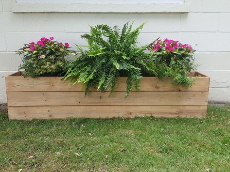 I wanted a large planter box for under a garage window and this DIY was an easy and affordable solution. Diy Cedar Planter Box, How To Clean Oven, Large Planter Boxes, Massapequa Park, Makey Makey, Pocket Holes, Easy Fence, Cedar Planter Box, Kitchen Hack