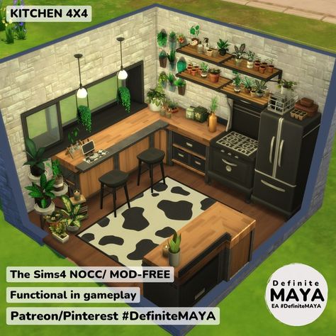 DefiniteMAYA | creating The Sims4 NOCC Functional in gameplay contents | Patreon Sims 4 Loft, Minecraft Castle Designs, Sims 4 Houses Layout, Lotes The Sims 4, San Myshuno, Sims 4 Kitchen, Sims 4 Bedroom, Sims 4 House Plans, Sims 4 House Building