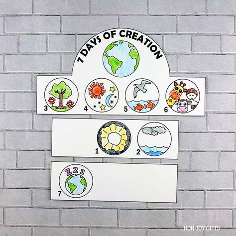 The Creation Story Headband Craft with TEMPLATE - Non-Toy Gifts Creation Sunday School Lesson, Story Of Creation, 7 Days Of Creation, Creation Bible, Coloring Paper, Headband Crafts, Non Toy Gifts, Days Of Creation, Bible School Crafts