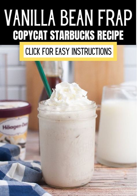 Craving a Starbucks Vanilla Bean Frappuccino? Learn how to make this popular drink with our easy-to-follow recipe. Using basic ingredients like vanilla bean ice cream and milk, you can recreate the creamy and flavorful Frappuccino in minutes. This homemade version is a perfect way to enjoy your favorite Starbucks treat without leaving home. Try it out today and savor the delicious taste of a vanilla bean Frappuccino. How To Make A Vanilla Bean Frappuccino, How To Make Frappe At Home, Vanilla Bean Coolatta, Vanilla Bean Frappachino Recipe, Vanilla Bean Frappe Recipe, Vanilla Frappuccino Recipe, Vanilla Bean Frappachino, Frappachino Recipe, Vanilla Bean Frappuccino Recipe