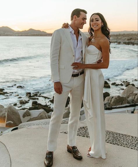 Engagement Party Mens Outfit, Beige Linen Tuxedo, Men’s Wedding Rehearsal Outfit, Tan Suit Engagement Pictures, Men Hawaii Wedding Outfit, Men’s Rehearsal Dinner Outfit Guest, Rehearsal Dinner Outfits Men, Groom Engagement Party Outfit, Light Suit Wedding