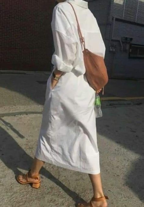 A Woman, White Dress, Sandals, White